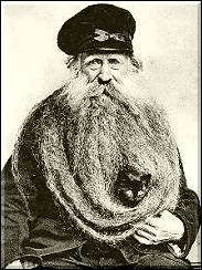 Louis Coulon, his cat and his eleven feet long beard - France 1904